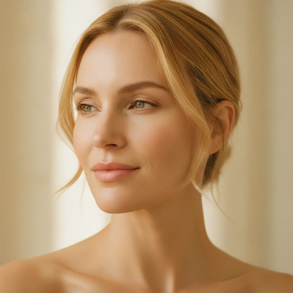 Woman with glowing radiant skin